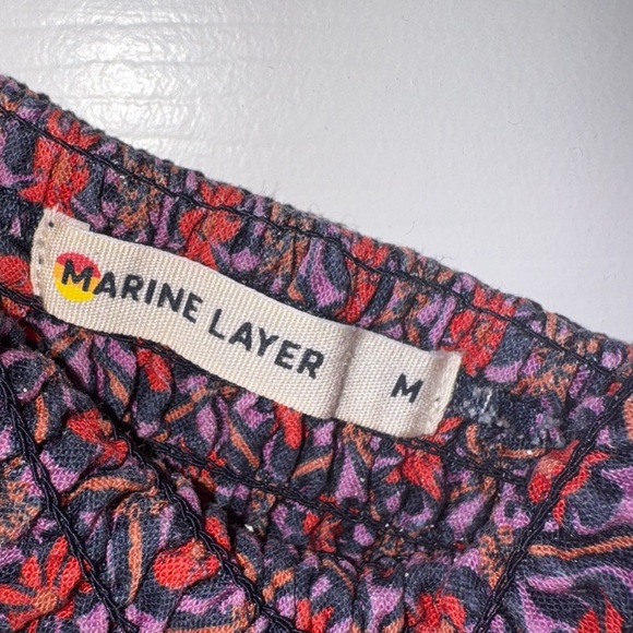 Marine layer women’s smoked maxi midi dress size medium navy red purple orange - Picture 8 of 10